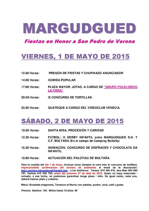 PROGRAMA DE FIESTAS SOCIOS 2015